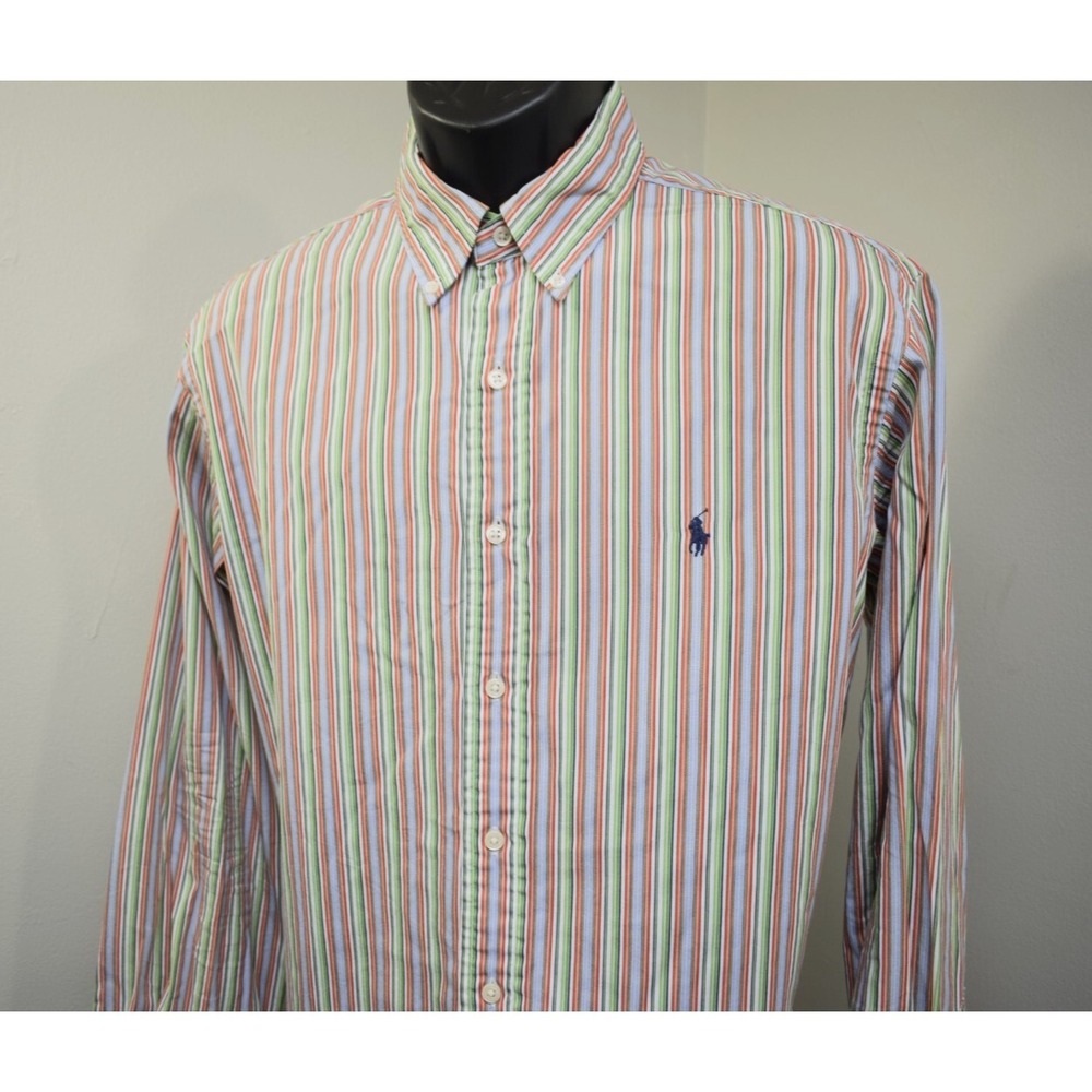 Polo Ralph Lauren Dress Shirt Striped Classic Fit Button Up Men Large 16.5 34/35